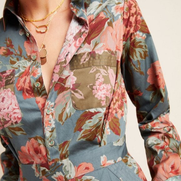 Anthropologie Fiona Floral Utility Jumpsuit - Picture 2 of 6